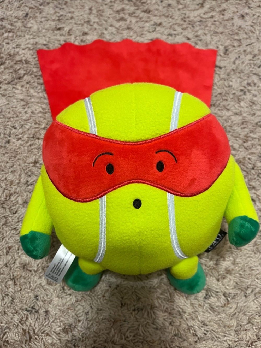 Kids Plush Superhero Tennis Ball Toy - Green and Red